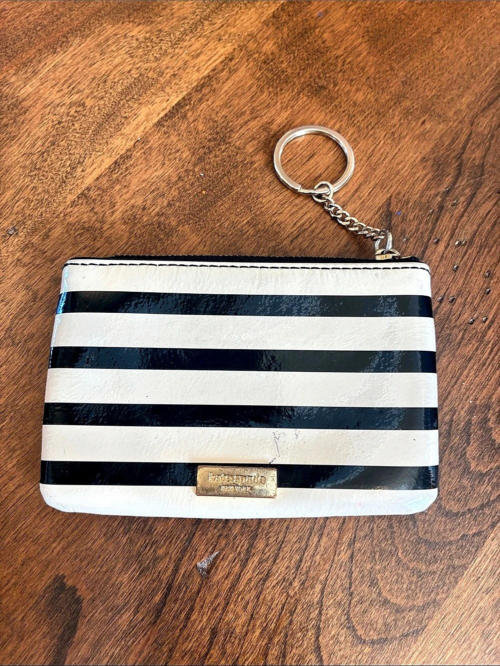 kate spade new york Kate Spade Chelsea Park Striped Bow Coin Pouch Keychain